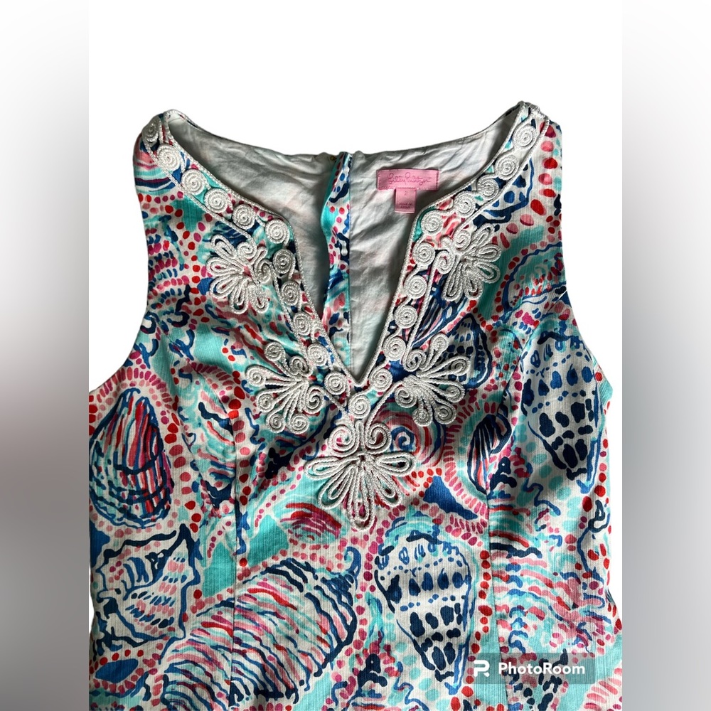 Lily Pulitzer Shell Me About It Shift Dress Blue Pink SeaShell Patterned… - Picture 4 of 11